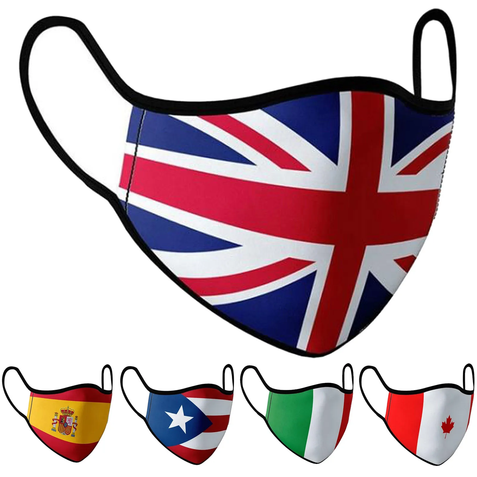 Canada Spain UK Flag Print Mask Keep Fighting Face Adult Masks Fabric Reusable Proof Washable Mascherine Maszk Masque | Дом и сад