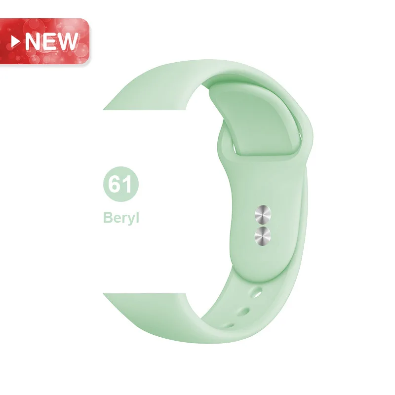 61 Силиконовый спортивный ремешок для часов Apple Watch 5 4 3 2 1 38 мм 42 мм ремешок для часов iwatch 40 мм 44 мм силиконовый браслет - Цвет ремешка: 61