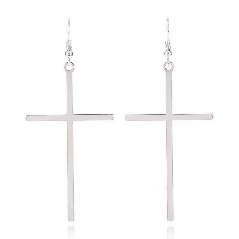 Pendientes largos de cruz grande para mujer, aretes de gota de Color bisutería étnica - AliExpress y accesorios