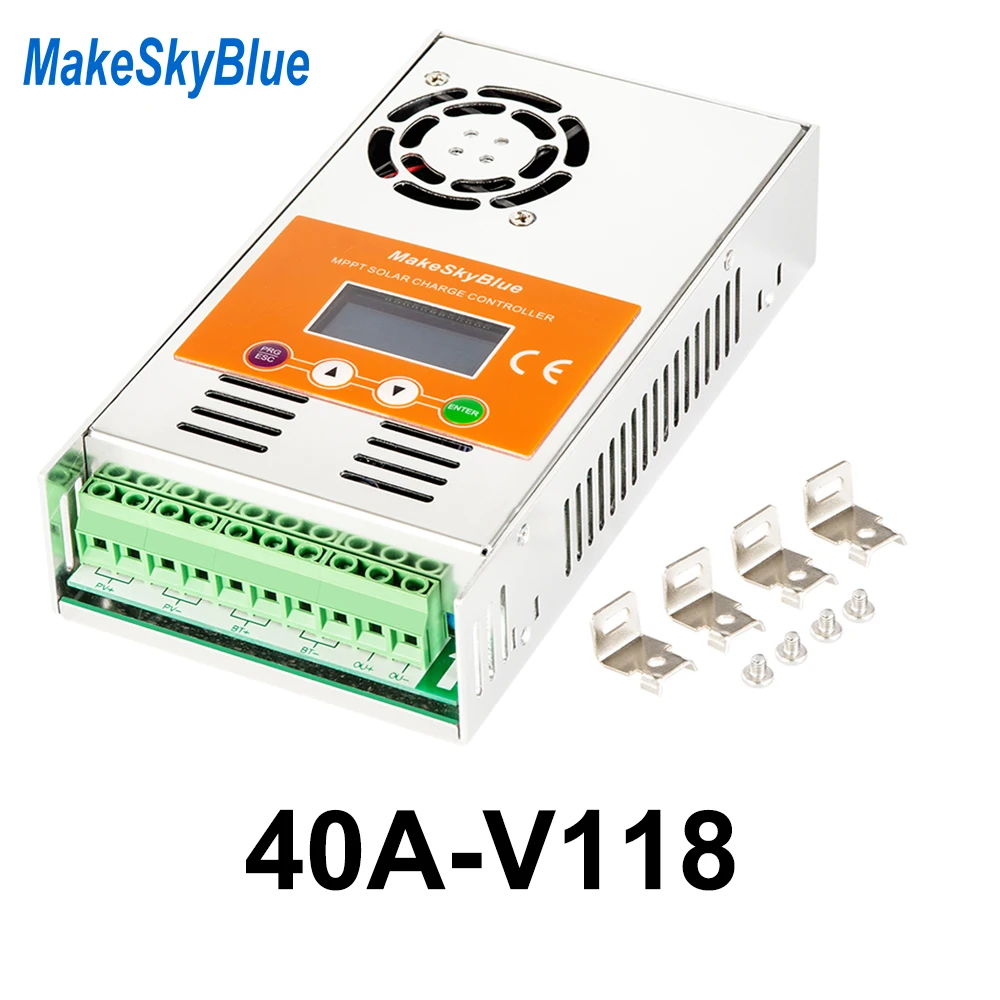 MakeSkyBlue 40A MPPT Контроллер заряда от сетки версия V118 авто для 12 В 24 в 36 в 48 В батарея ЖК-экран PV регуратор