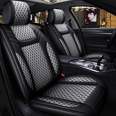 WLMWL универсальный кожаный чехол для автокресла Chrysler 300c 300 Grand Voyager, все модели, чехол для автокресла, защита lanos - Название цвета: Black gray