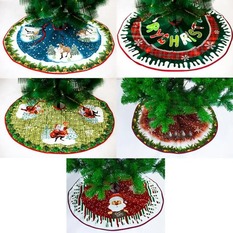

90cm Non-Woven Christmas Tree Skirt Aprons Round Carpet for Home Floor Mat Decor Navidad Natal Christmas Decoration for Home
