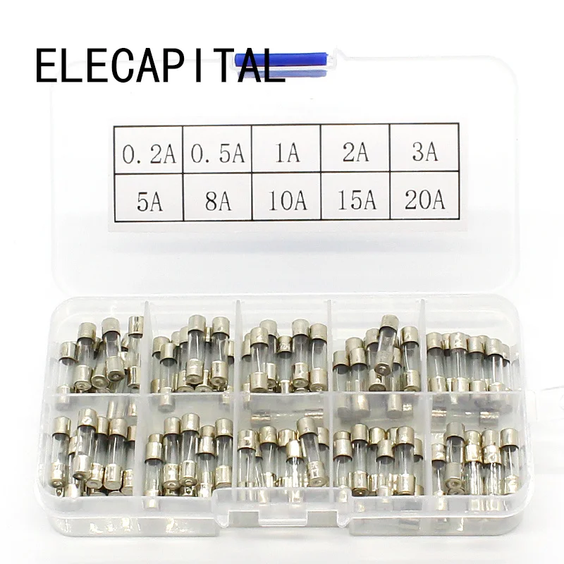 100PCS Quick connector glass kit 5 20mm tube thermal fuse adapter 10a 250v holder tap set 0.2A 5A 15A | Обустройство дома