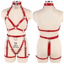 Полный корпус кожаные ремни для нижнего белья пояс красный горячий сексуальный женский пояс для чулок подвязки бондаж из ремней Талия Регулировка полюса танец топ клетка бюстгальтер