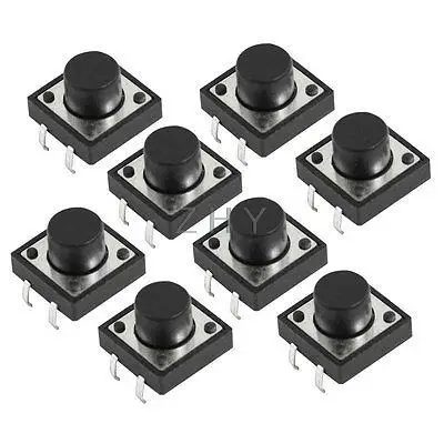 

10pcs 12x12x8mm Momentary Tactile Tact Push Button Switch 4 Pin DIP Through-Hole