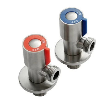 

Stainless Steel Hot and Cold Water Valve 3-way Flow Control Valve G1/2 Thread Bathroom Angle Valve Red Blue Easy Distinguish