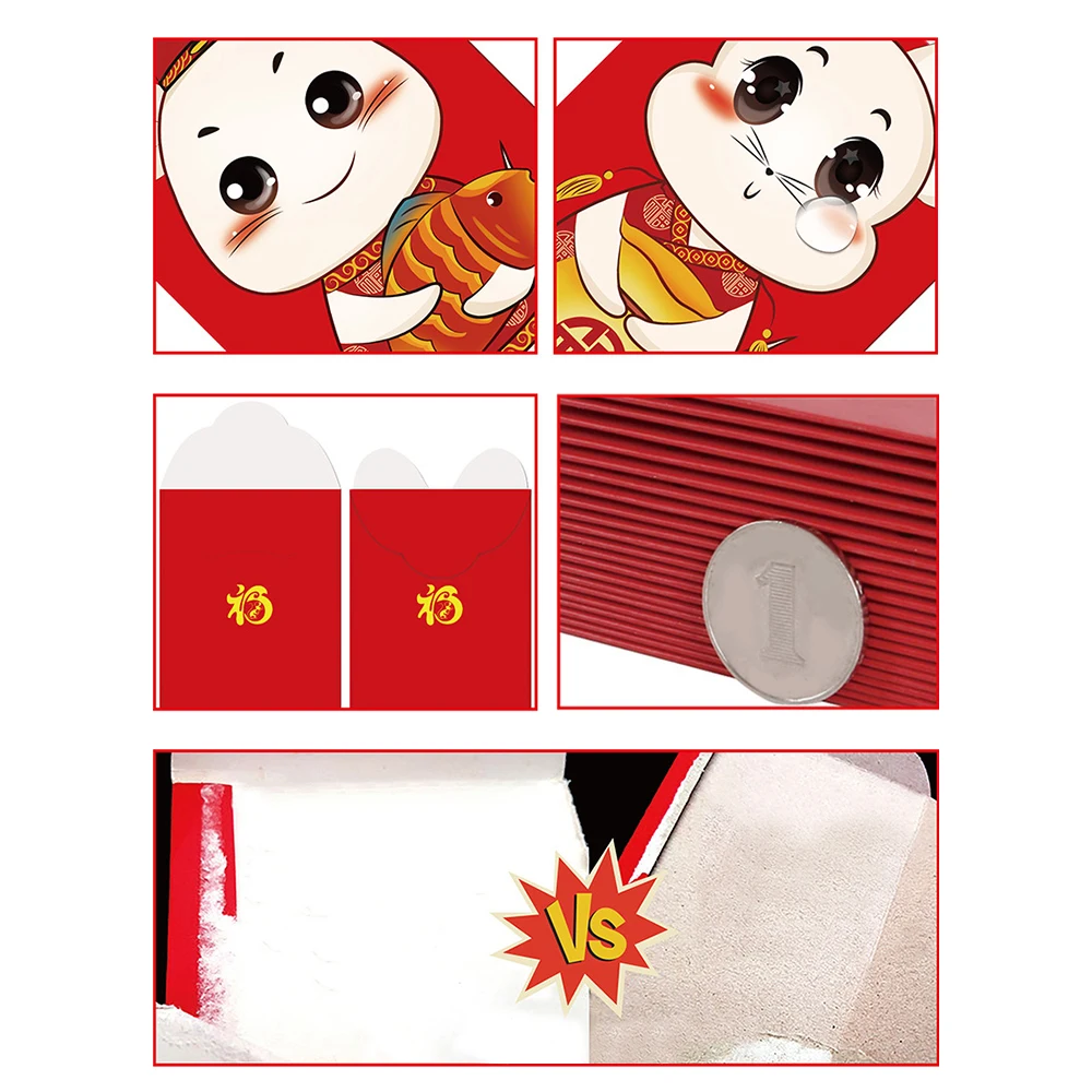 6 шт китайские конверты для денег Hong Bao, подарок на год, пакеты для денег на год, свадьбу