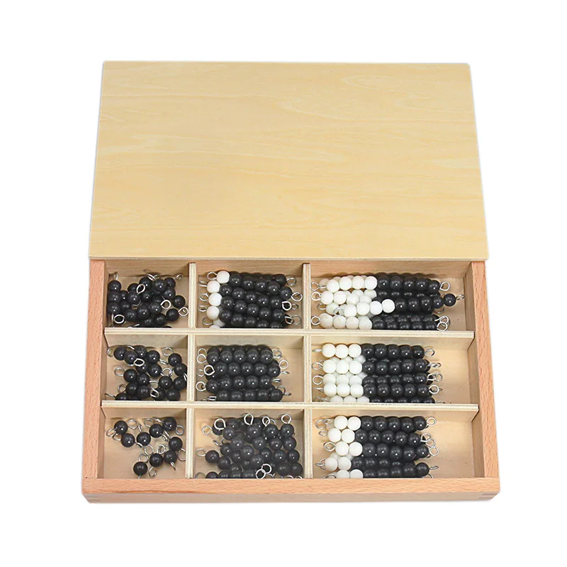 Montessori Kids Black White Checker Beads Board with Wood Box Early Education Preschool Training Learning Math Toys for Children 6