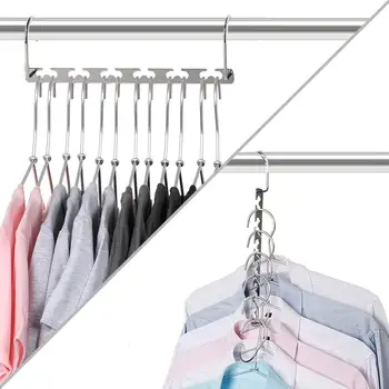 

4 Pack Metal Magic Hangers Space Saving Hangers Closet Space Saving Wardrobe Clothing Hanger Oragnizer, Updated Hook Design