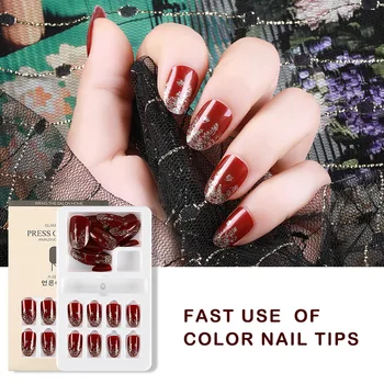 

24pcs Detachable False Nail Artificial Tips Set Full Cover for Long Decorated Press On Nails Art Fake Extension Tip With Sticker