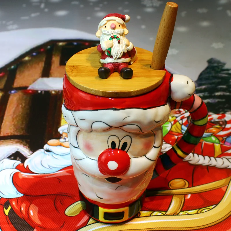 Тысячи ручной раскрашенные кружки Санта Клаус керамическая кружка с крышкой кружка для воды креативные рождественские подарки