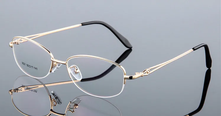 Women Optical Titanium Alloy Eyeglasses Frame for Men Eyewear Flexible Temples Legs IP Electroplating Alloy Spectacles - Цвет оправы: Golden