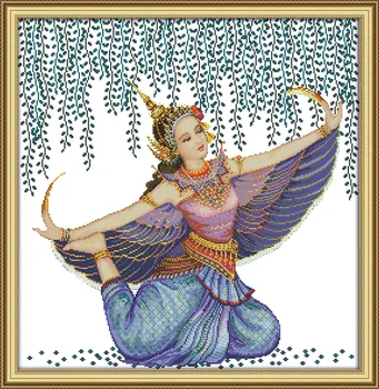 

Thai dance Printed Canvas DMC Counted Fabric Chinese Cross Stitch Kits printed Cross-stitch set Embroidery Needlework