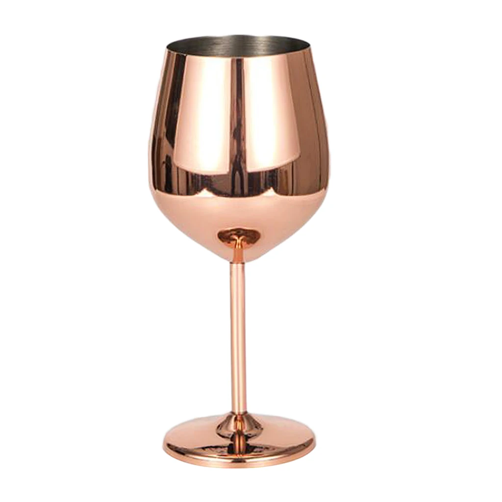 Stainless Steel Wine Glass Goblet White or Red Wine Drinking Glasses Cup, Silver / Rose Gold
