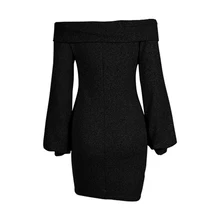 Весна и осень, новое модное сексуальное женское платье с рукавами-фонариками и открытыми плечами сзади, сексуальное однотонное красивое платье, женская одежда