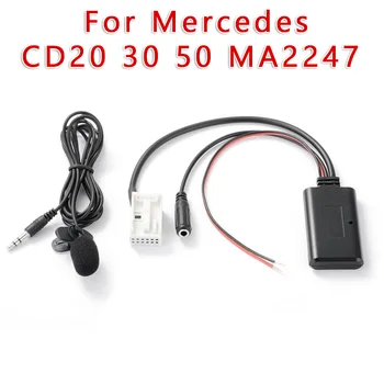 

Audio 1x Aux MIC Cable W/ Microphone For Mercedes 5-12V Car Accessories