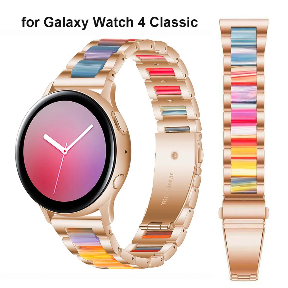 

New 20mm Watch Bracelet for Samsung Galaxy Watch 4 Band 40mm 44mm Galaxy Watch 4 Classic 42mm 46mm Band Resin with Metal Strap