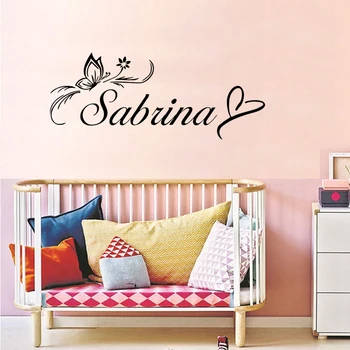 

Personalized Custom Name Wall Sticker,Pretty Butterfly Wallpaper For Nursery Kids Room Decor DIY Stickers Bedroom Decals