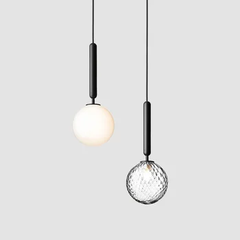 

Nordic postmodern minimalist single head bedside chandelier creative glass ball chandelier bedroom clothing store chandelier