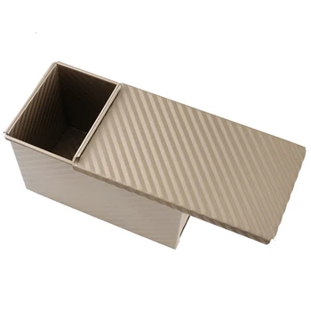 

Toast box bread mold rectangular golden non-stick with lid corrugated toast box bread tray baking tools kitchen tools