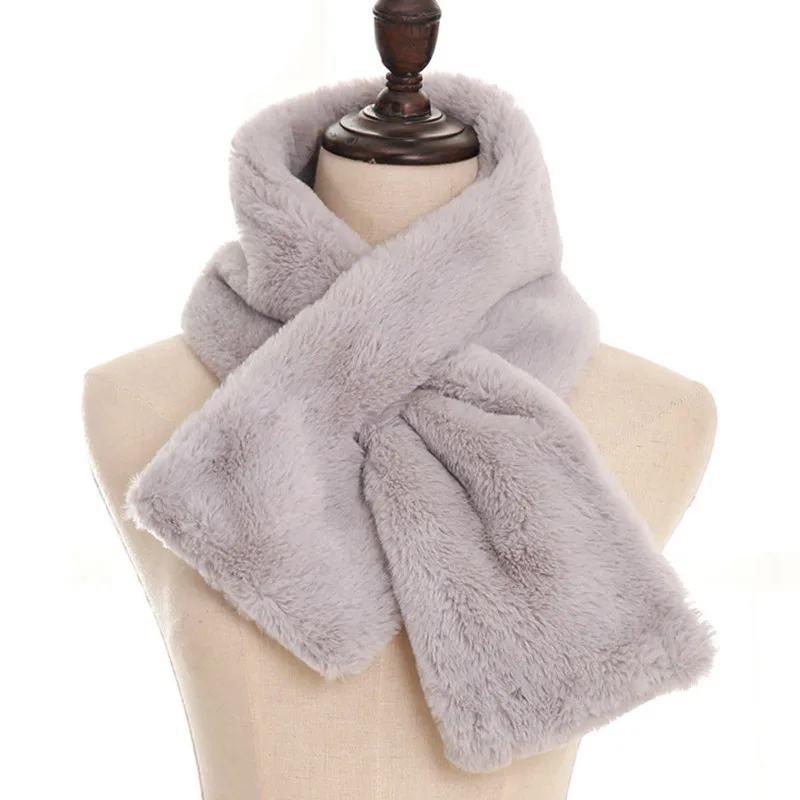

Women's Faux Rabbit Fur Scarf Autumn Winter Scarves black