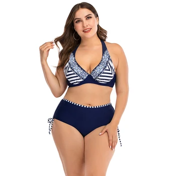 

Women Bikini 2020 plus Size Two-piece Swimsuit Sexy High Waist Swimsuit Biquini vintage Floral Print Push up Beach swimwear 4XL