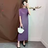 LANMREM Purple Stand-up Collar Short-sleeved Pleated Slim Plus Woman Bottom Dress Casual Simple Fashion 2022 autumn New TV734 ► Photo 1/6