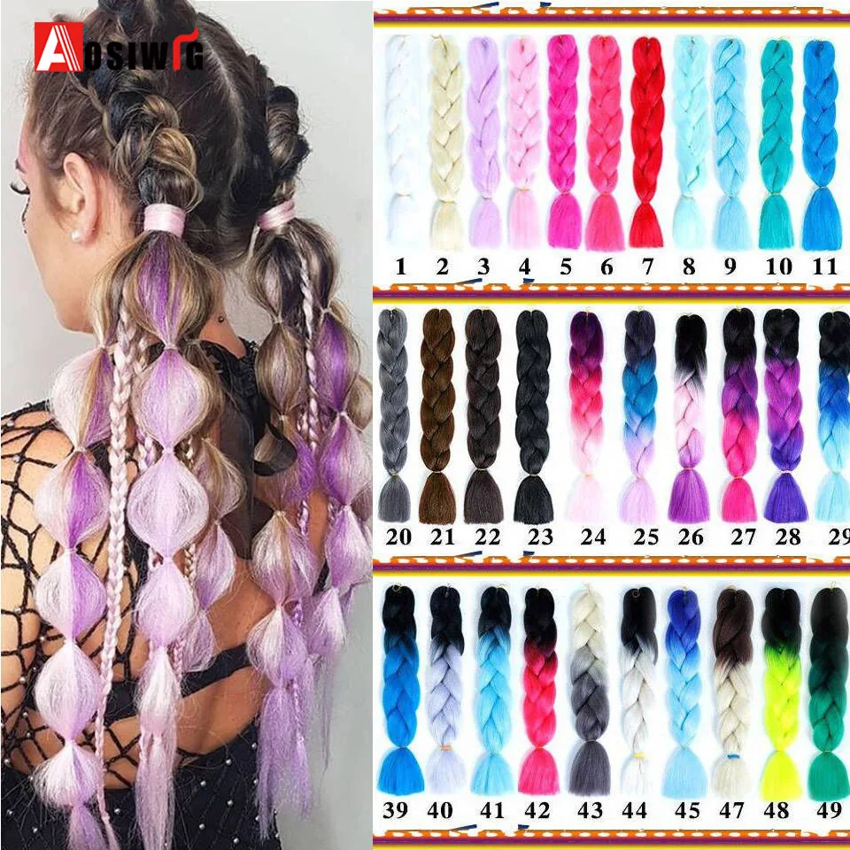 

Synthetic Hair Extensions Ombre Heat Resistant Braiding Hair 100g/Pack 24Inch Afro Bulk Hair Jumbo Crotchet Braids AOSIWIG