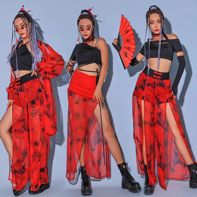 

Girls Group Dance Costume Chinese Style Jazz Dancing Clothes Adult Women Dancer Outfits Nightclub Modern Gogo Dancewear YS2894