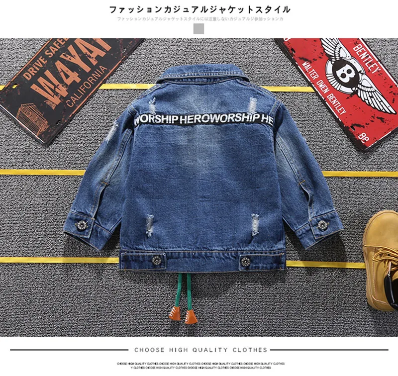 Fashion Children Mickey Denim Jacket Coat New Spring Autumn Kids Fashion Outerwear Boys Girls Hole Cartoon Jeans Coat 2-7Y