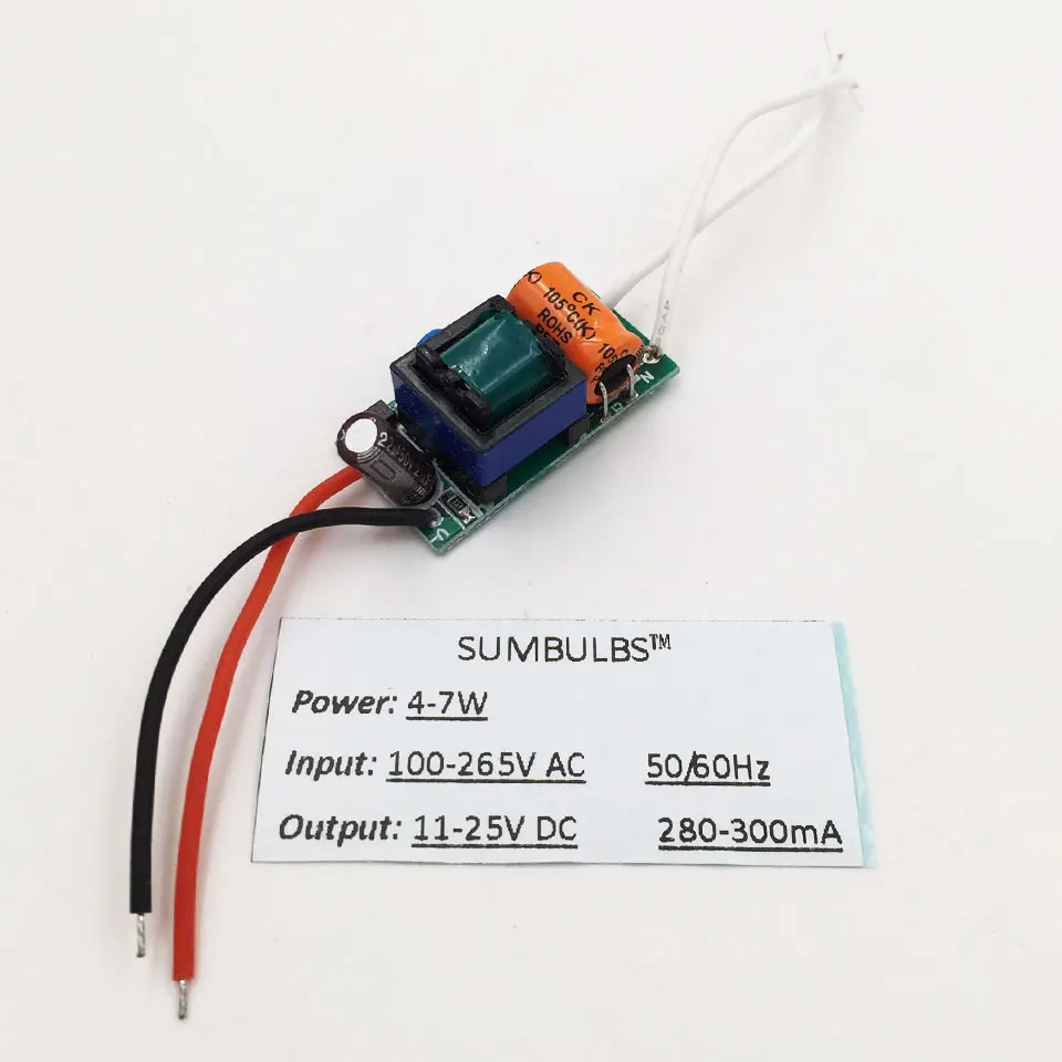 3W 5W 10W 15W 20W 25W 30W 35 Вт с драйвером постоянного тока для светодиода 100V 220V преобразователь переменного тока в постоянный Питание трансформатор доска 50/60hz - Цвет: 4-7W