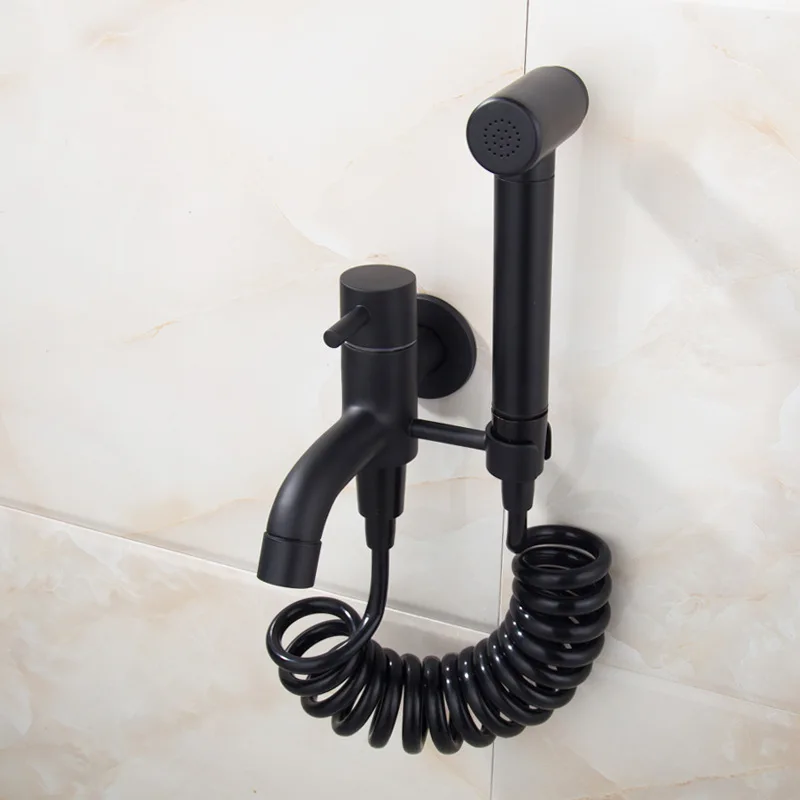 

All-copper multi-functional mop pool single-cold black paint spray gun one-in-two-out water tank faucet women's washing partner