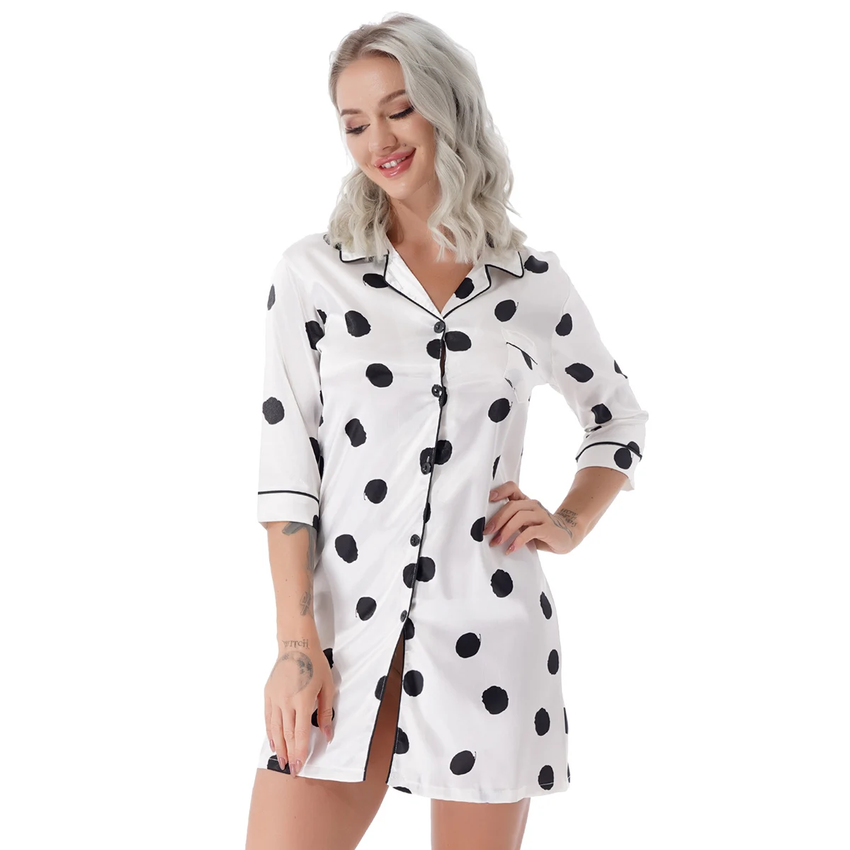  Ʈ μ ġ Į  콺  Nightdress ĳ־    ƾ 巹  M-3XL