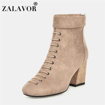 

ZALAVOR 4 Colors Plus Size 33-46 Office Ladies Ankle Boots Zipper Winter Simple Short Boots Daily Female Botas Footwear