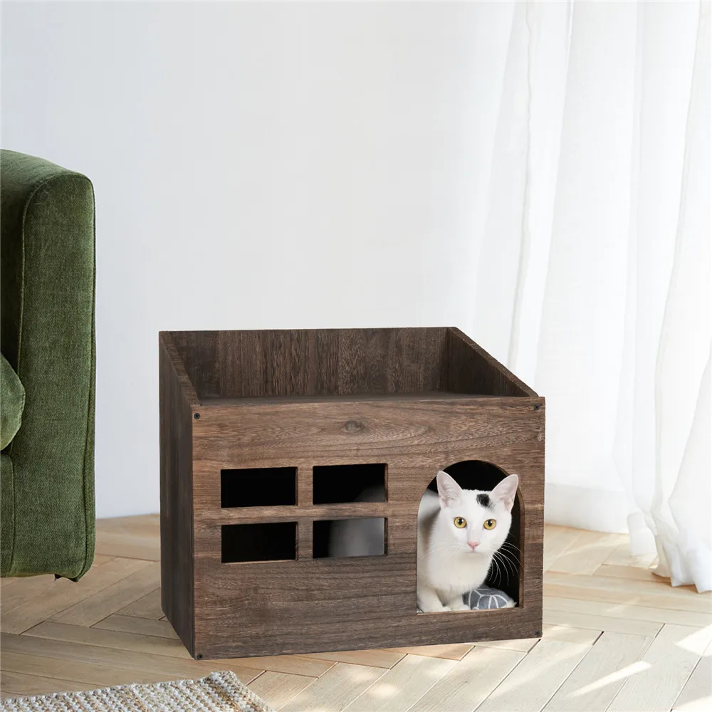 Wooden Cat Cave Bed - Durable Furniture for Indoor Cats