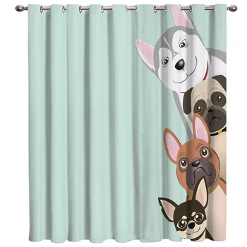 

Puppy Peeks Cute Animals Room Curtains Large Window Curtain Rod Living Room Bedroom Kitchen Indoor Fabric Decor Curtain Panels