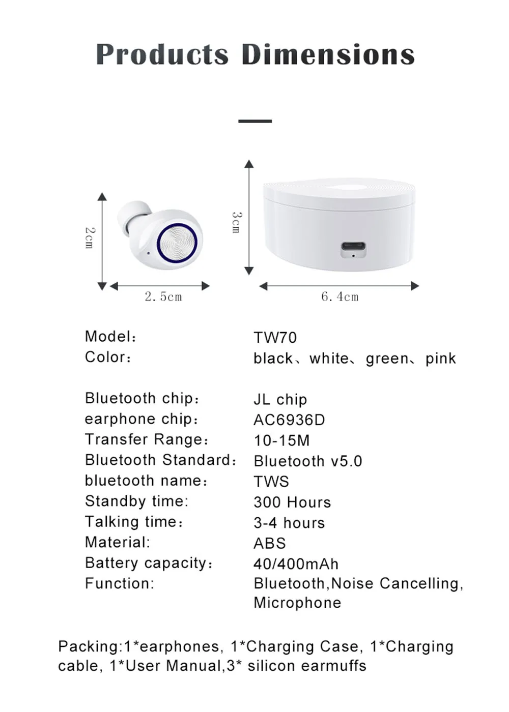 TW70 Bluetooth наушники стерео беспроводные наушники HIFI Звук с микрофоном спортивные наушники Handfree игровая гарнитура Christma