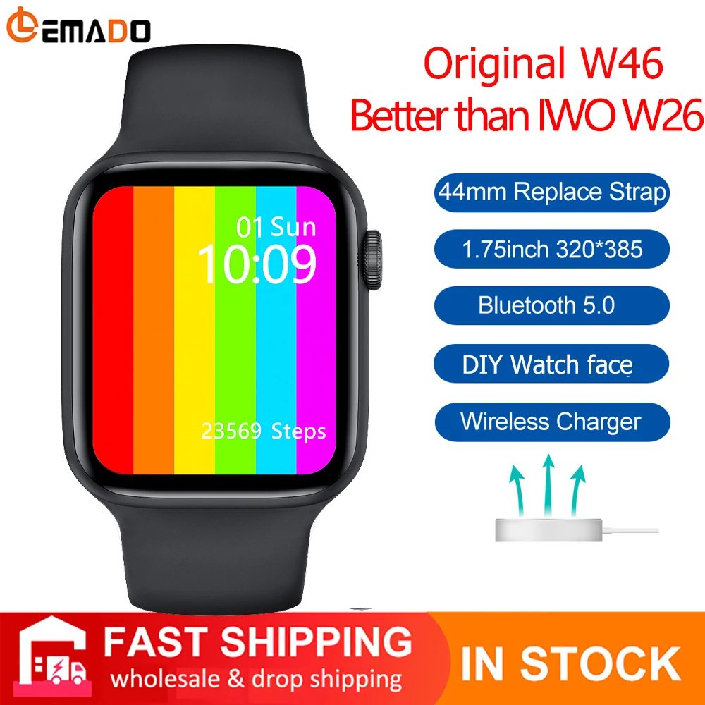 Смарт-часы IWO W46 для мужчин часы сделай сам PK 12 Pro Max 13 Series 6 Android IOS ЭКГ температуры