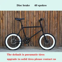 20 Polegada bicicleta fixa única velocidade estudante mini bmx alta quadro de aço carbono pequena roda fixie freio a disco 40mm aro