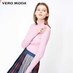 Vero Moda Осень 100% шерсть тонкий прилегающий вязаный базовый пуловер вязаный свитер | 318324522