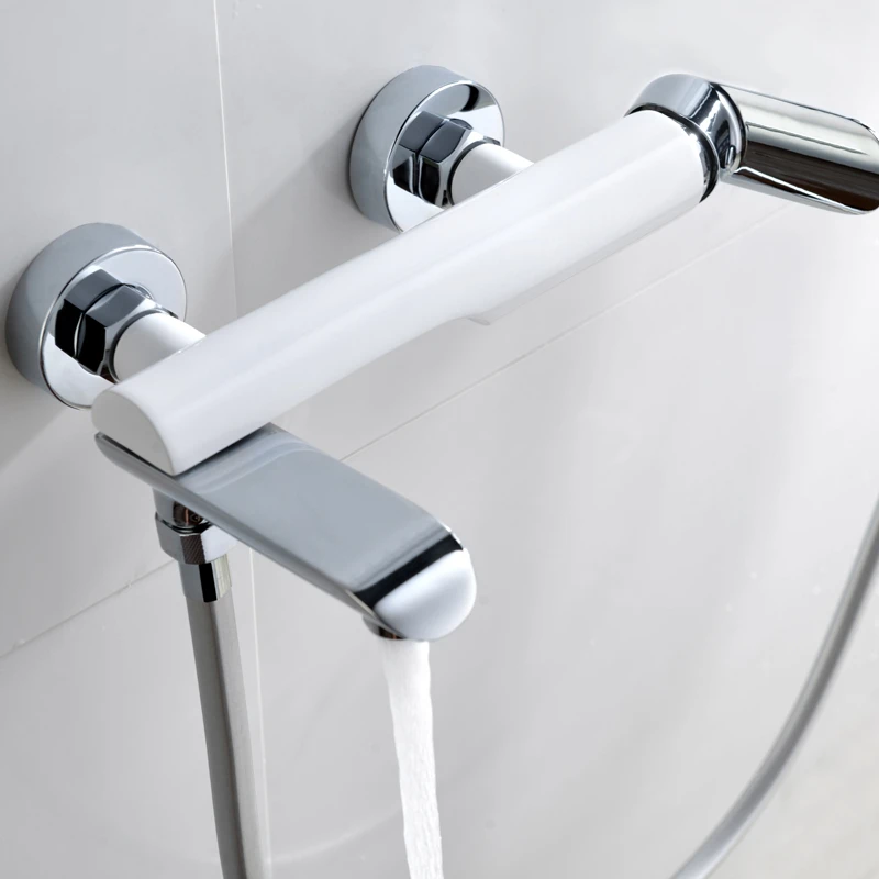 

Copper Bathtub Faucet Wall Mounted Hot and Cold Mixer Tap Shower Faucet Shower Set White Single Bathtub Tap SZ-SF21011203