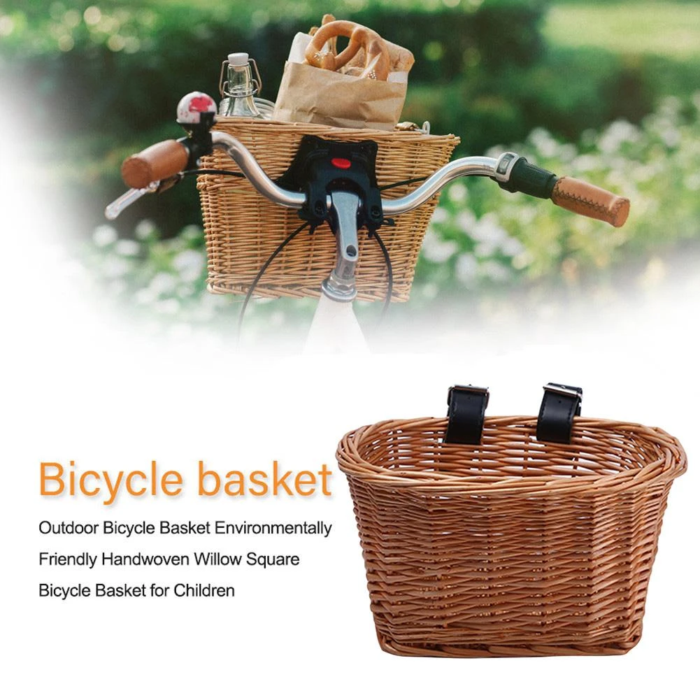 Natural Rattan Children's Bicycle Baskets Folk Style Hand Woven Bike