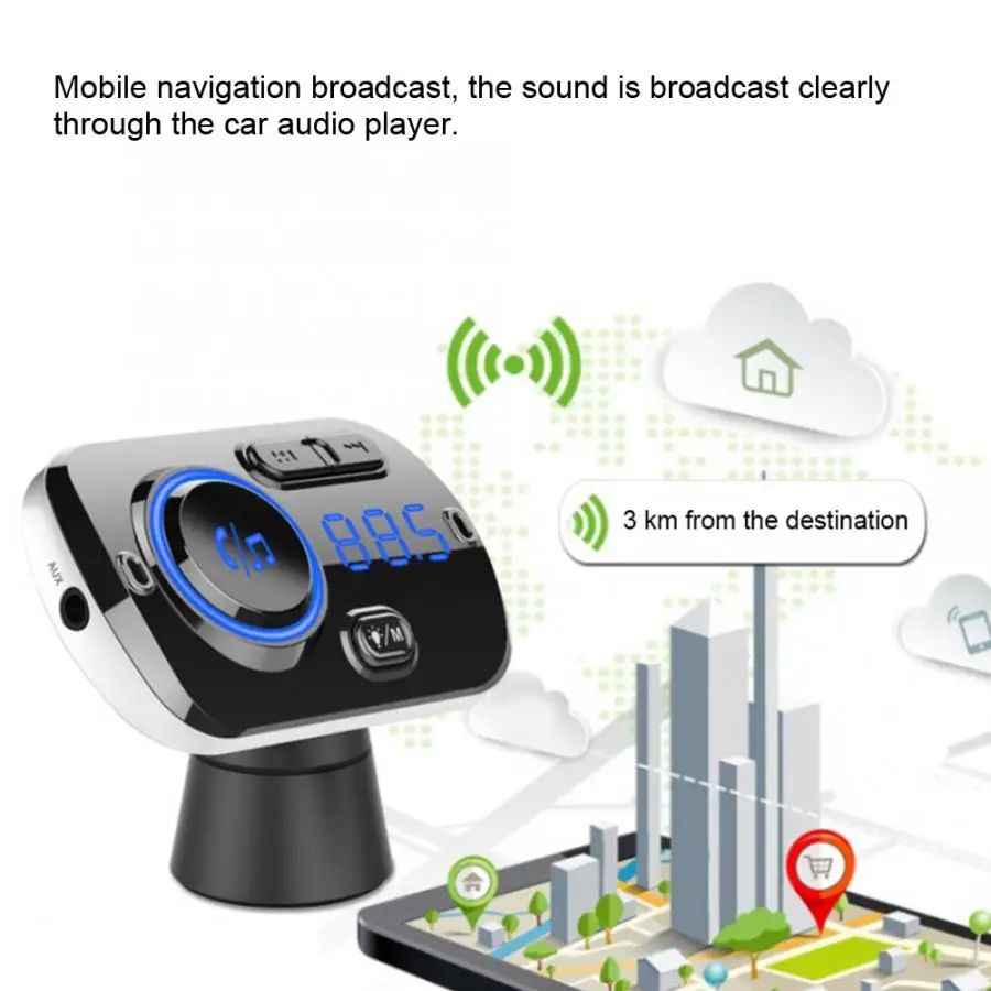 Автомобильный Bluetooth MP3 динамик громкой навигации двойной fm-трансмиттер с USB Автомобильный MP3-плеер автомобиль