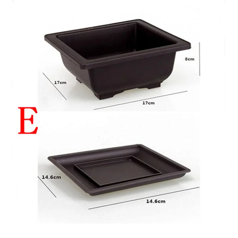 Plastic Flower Pot Square Balcony Nursery Bonsai Succulent Planter Bowl Decor