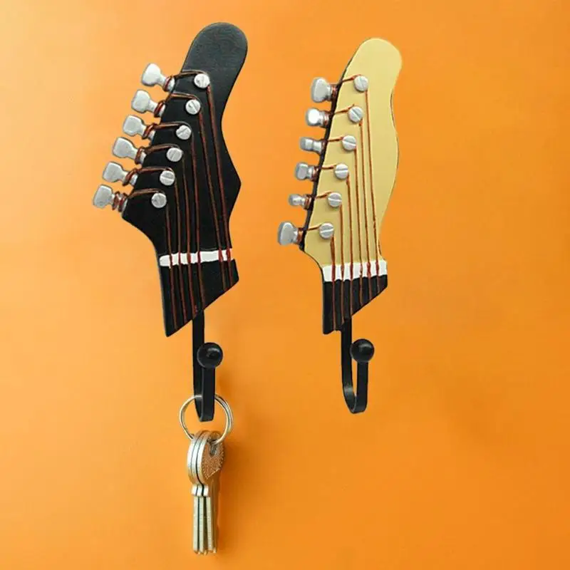 3 шт. гитарные крючки в форме головы из смолы, настенные крючки для одежды, шапки, шарфа, вешалки для ключей, стойки для ключей, декор для гостиной, креативные инструменты