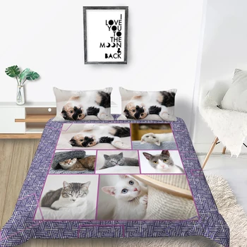 

King Size Bedding Set Cat Cute 3D Classic Fashionable Creative Duvet Cover Queen Twin Full Single Double Unique Design Bed Set
