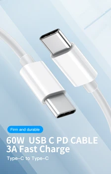

USB Type C to USB Type C Cable 60W PD fast charging USB-C Cable Quick Charge 4.0 For Xiaomi Redmi Note 7 8 USB C cord
