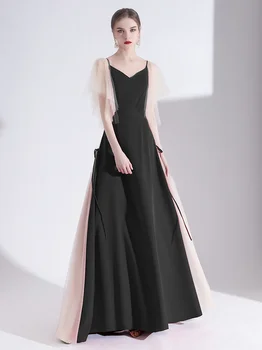 

Evening Dress Wine Red V-neck Temperament Long Skirt Banquet Slim Elegant Dress Evening Gowns for Women Dress Party