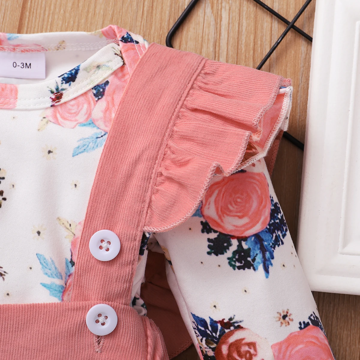 baby clothing set line Ruffled Infant Girl Clothes Floral Baby Girl Clothes Set Newborn Fall Long Sleeve Baby Bodysuit Kids Clothes Girls Headband 3Pcs Baby Clothing Set discount