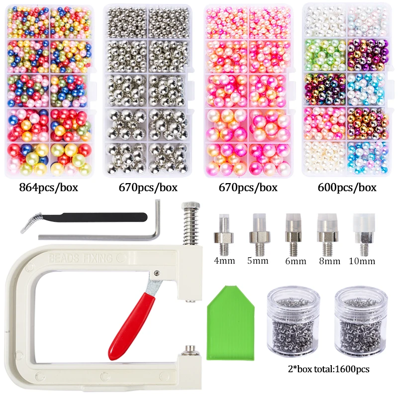 Máquina de perlas y prensa Manual, herramienta de perlas, remache de perlas Manual para ropa, bolsas, máquina de ajuste de faldas, accesorios de bricolaje